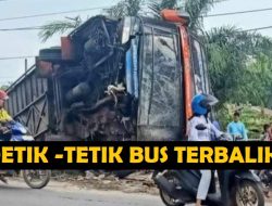Detik-detik Bus Kembar Jaya Terbalik Di Tikungan
