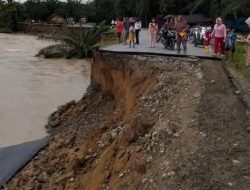 Jalan Provinsi Menuju Destinasi Wisata Tangkahan Ambles, Nyaris Putus
