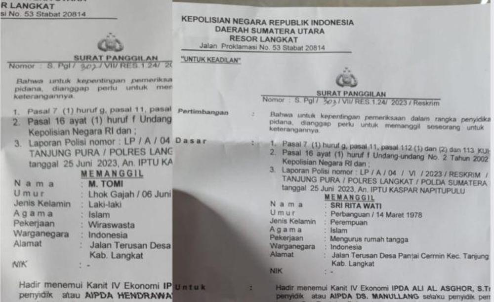 Surat Panggilan Polisi Kepada R