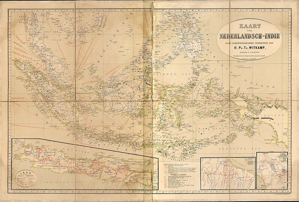 Peta Hindia Belanda yang menyertakan wilayah keresidenannya pada tahun 1893, sumber : Dutch East Indies (1942). Regeerings almanak voor Nederlandsch Indie 1942. Batavia: Landsdrukkerij