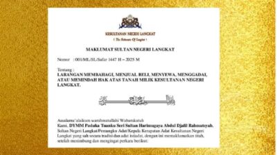 Sultan Langkat Terbitkan Maklumat: Tanah Ulayat dan Pusaka Kesultanan Dilarang Dijual