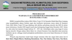 Waspadai Cuaca Ekstrem di Sumut, BMKG Minta Kepala Daerah Perkuat Kordinasi