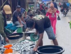 Pasar Tradisional Tanjung Pura Masih Terendam, Padangan Pilih Berjualan di Pinggiran Jalinsum