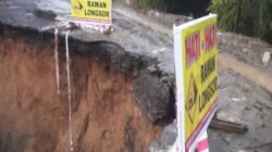 Jalan di Salapian Langkat Amblas, Akses Tiga Desa Terancam Putus